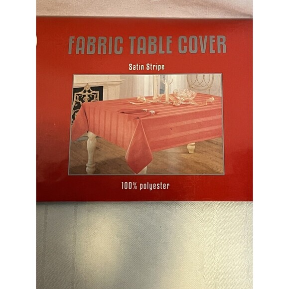 Kmart White Fabric Table Cover Satin Stripe Oblong 60 in x  102 in Trim A Home - Picture 3 of 7